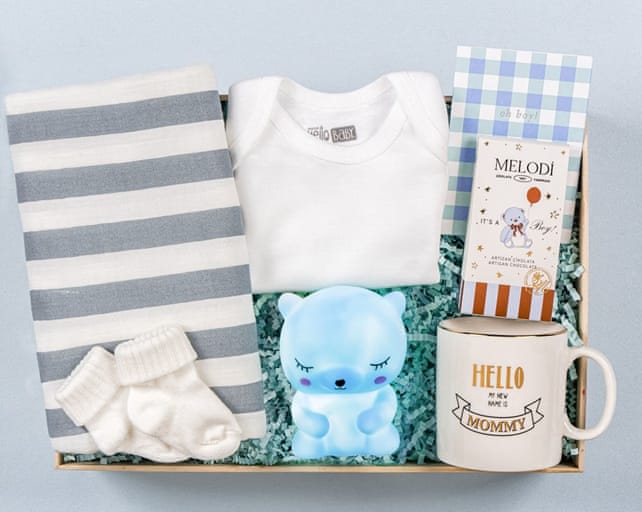 Ayıcık Işıklı Erkek Bebek Hediye Kutusu