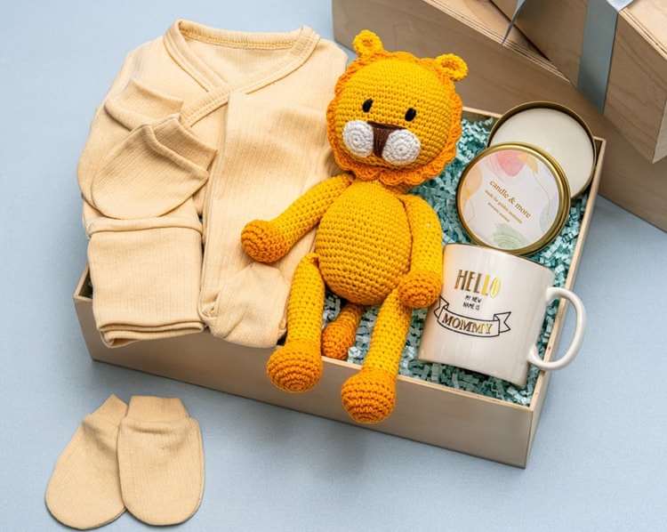 Sarı Aslan Bebek Hediye Kutusu